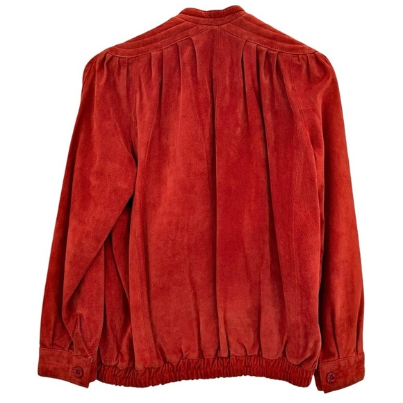 Vintage 70s/80s Suede Bomber Jacket Rust Orange Leather Coat Taiwan | Size M/L - Picture 3 of 15